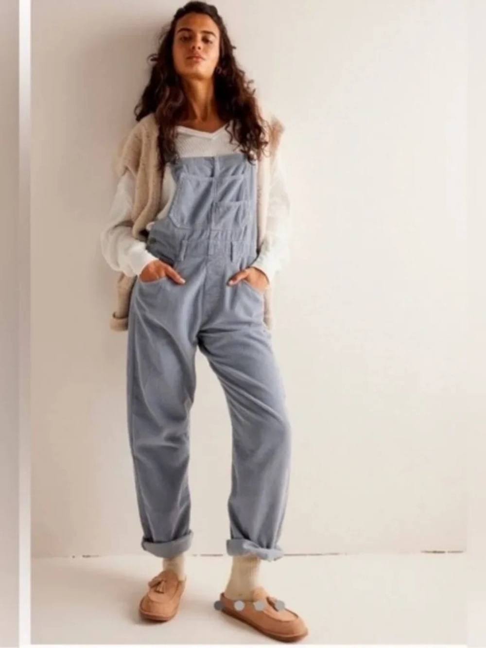 Free People We The Free Ziggy Corduroy Overalls in Autumn Sky size M